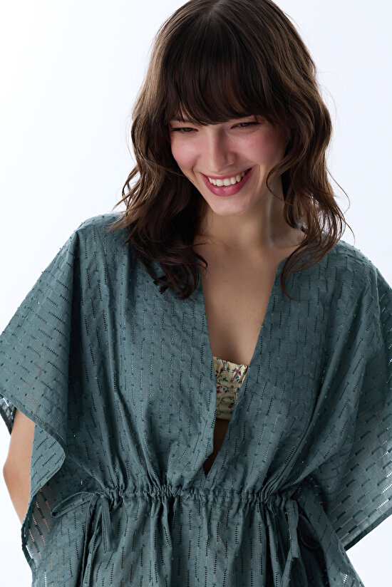 Koyu Yeşil Neri Kaftan - 3