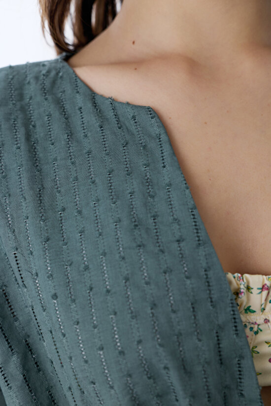 Koyu Yeşil Neri Kaftan - 4