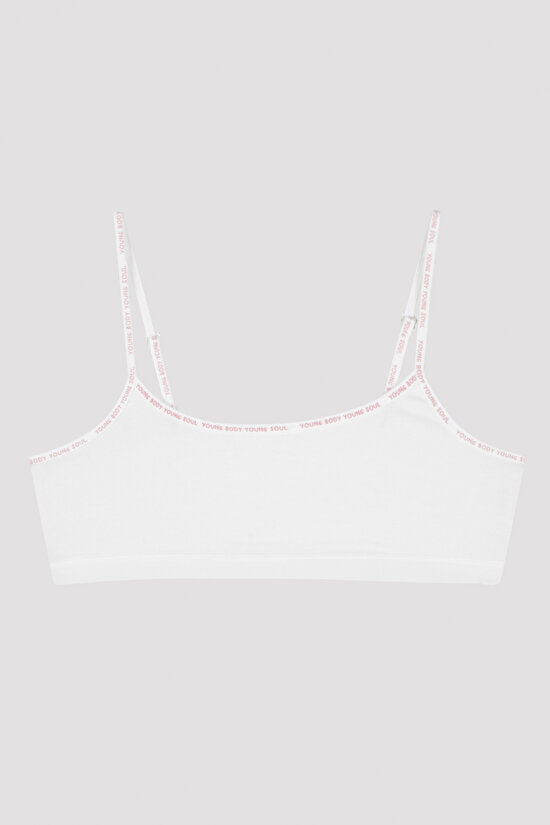 Çok Renkli Kız Çocuk Sloganlı 2'li Büstiyer - 3