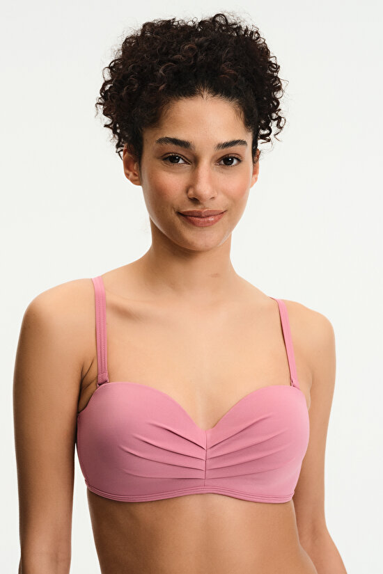 Gül Pembesi Lotus Straplez Bikini Üstü - 1