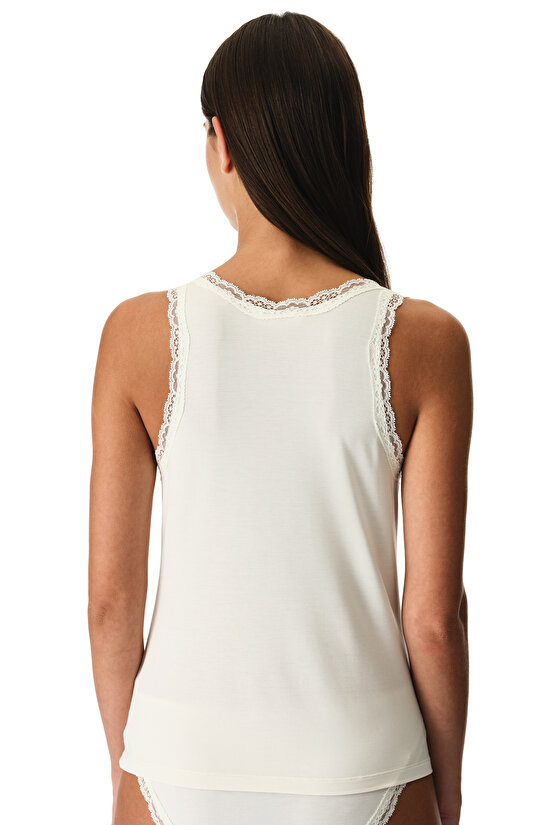 White Lace Detailed Tank Top - 5
