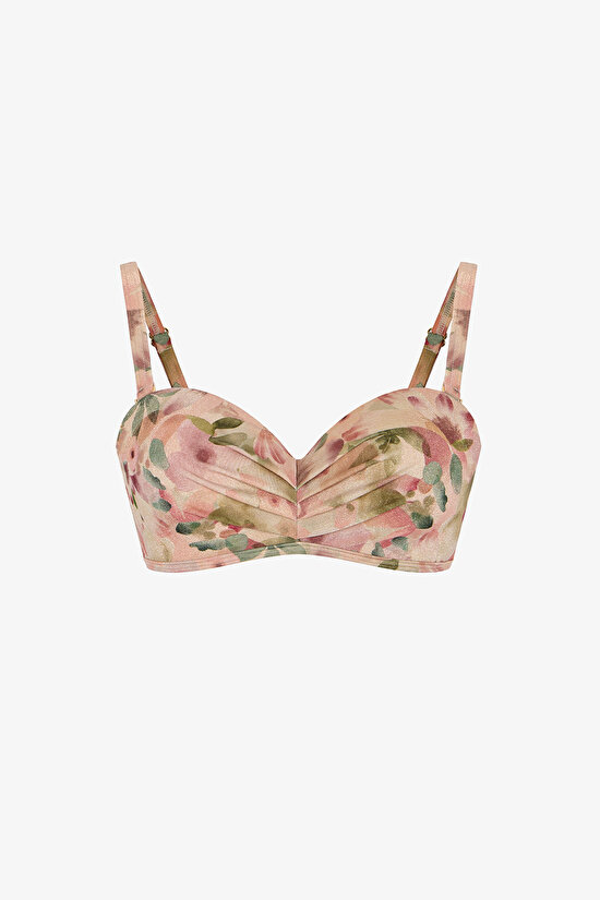 Multicolor Aires Lotus Strapless Bikini Top - 1