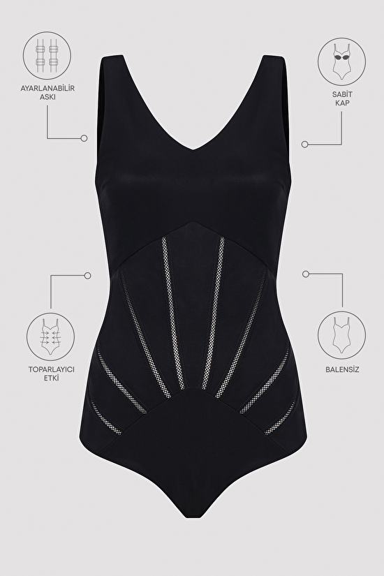 Basic Shapewear Corset Black Suit - 5