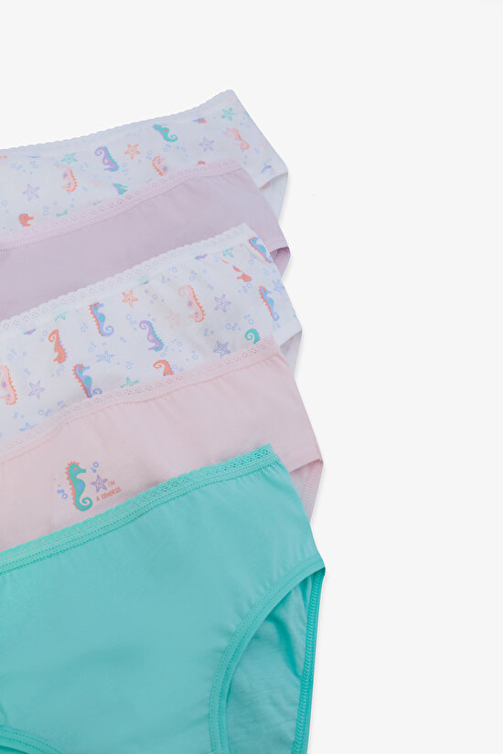 Multicolored Girls Seahorse Printed 5-Pack Cotton Panties Multicolored Girls Seahorse Printed 5-Pack Cotton Panties - 6