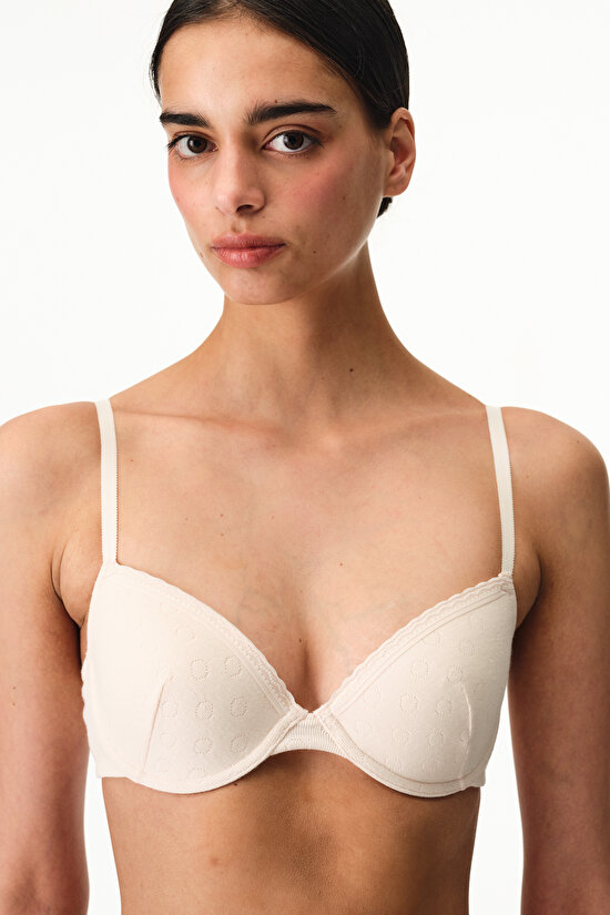 Cream Pink Daylift Pointelle Bra - 1