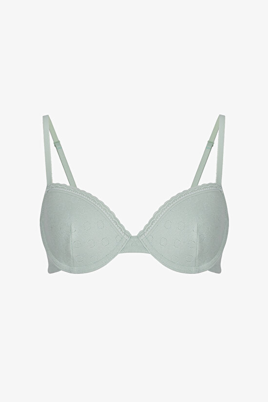 Açık Yeşil Daylift Pointel Pamuklu Balenli Sütyen - 1