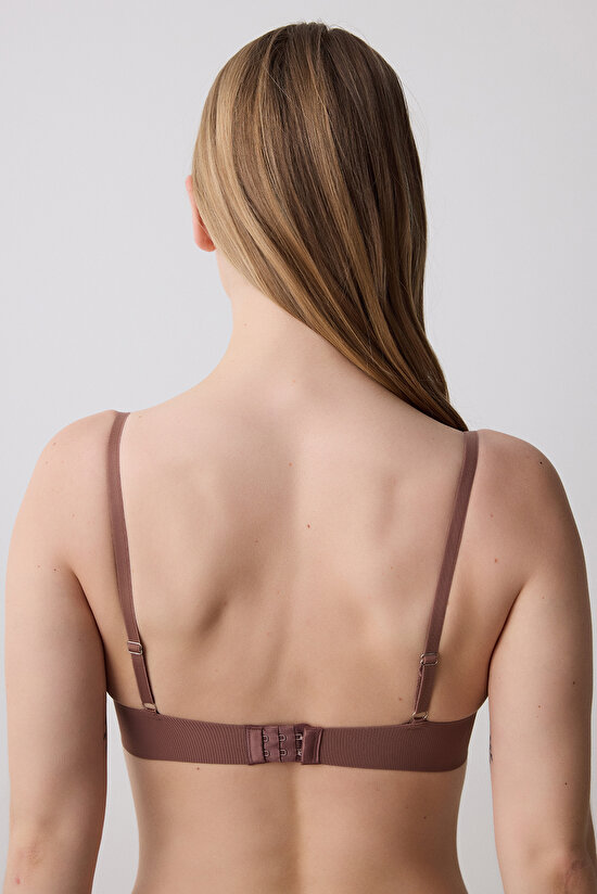 Liny Ribbed Balenli Kahverengi Sütyen - 4