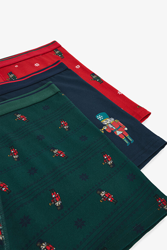 Erkek Tin Soldier Yeni Yıl Desenli 3'lü Boxer - 5