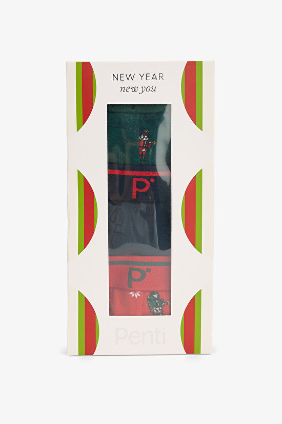 Erkek Tin Soldier Yeni Yıl Desenli 3'lü Boxer - 6