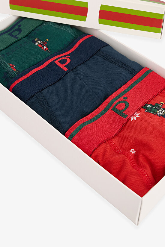 Erkek Tin Soldier Yeni Yıl Desenli 3'lü Boxer - 8