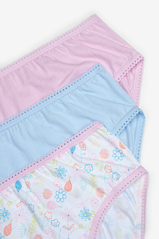 Kız Çocuk Tennis Picnic 3lü Çok Renkli Slip Külot - 5