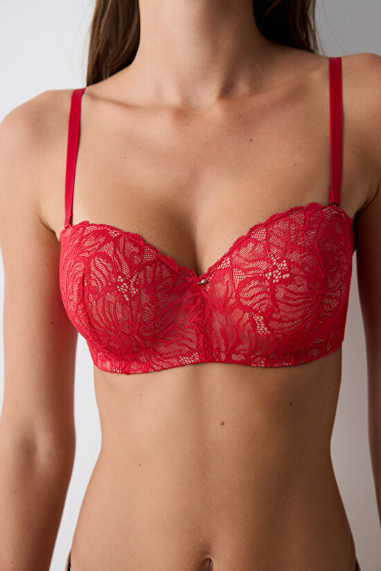 Lotus Lace Red Bra - 4