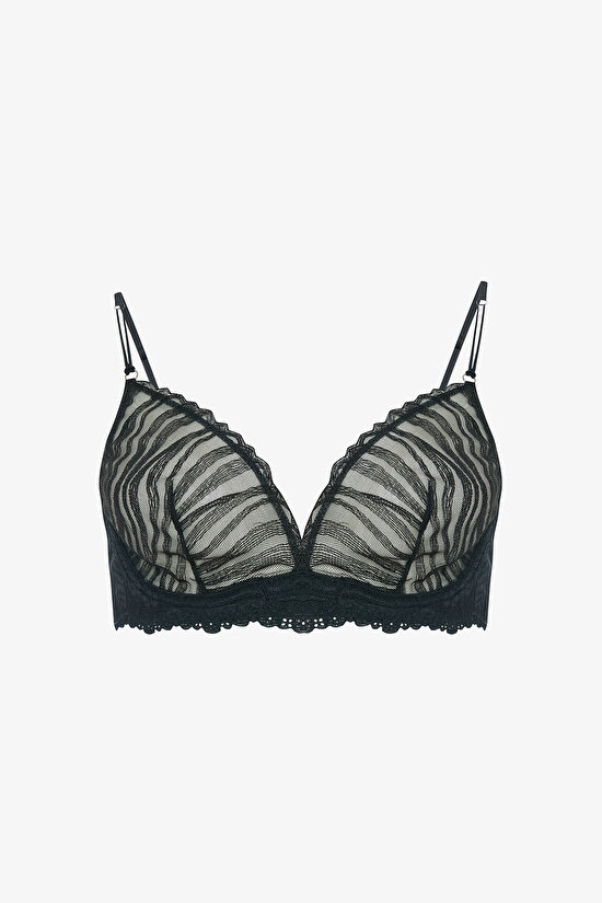 Black Glam Brode Zebra Patterned Underwire Non-Padded Minimizer Bra - 1