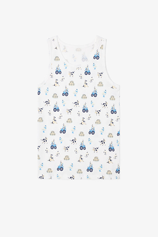 Erkek Çocuk Moo Farm İnek Desenli Kalın Askılı Pamuklu 2'li Atlet - 3