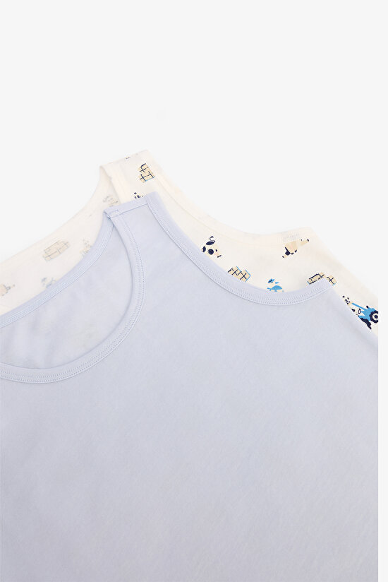 Erkek Çocuk Moo Farm İnek Desenli Kalın Askılı Pamuklu 2'li Atlet - 4