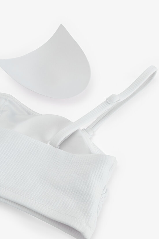 Beyaz Ava Straplez Bikini Üstü - 3