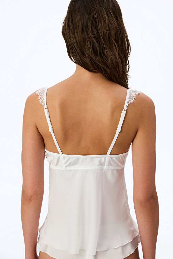 Kırık Beyaz Balenli Çiçekli Bralet - 3