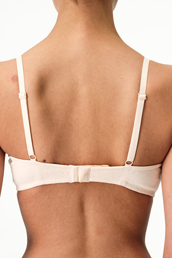 Cream Pink Underwired Pointelle Bra - 3