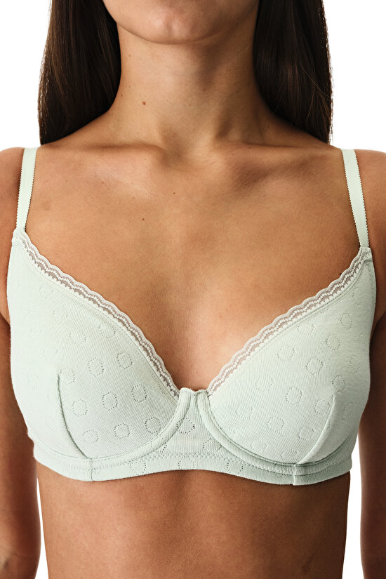 Light Green Underwired Pointelle Bra - 2