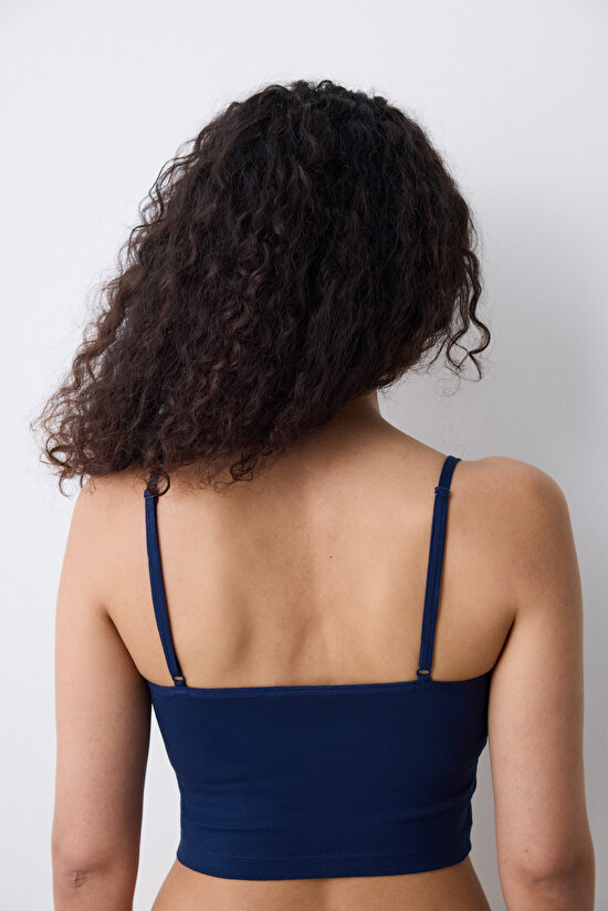 Removable Padded Crop Lacivert Atlet - 5