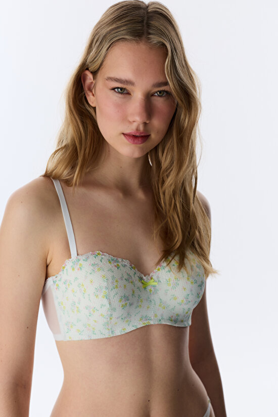 Açık Mint Lotus Straplez Floral Sütyen - 3