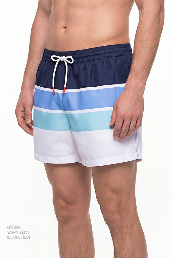 Erkek Renkli Colour Block Şort - 3
