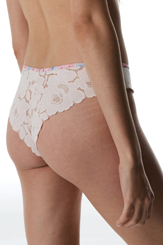 Bej Lace Dantel V Model Brazilian Külot - 2