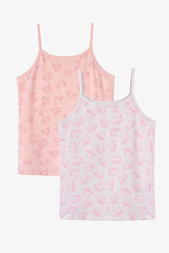 Pembe Kız Çocuk Flying Pamuklu 2'li Atlet - 1