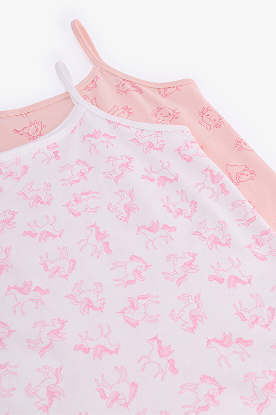 Pembe Kız Çocuk Flying Pamuklu 2'li Atlet - 4