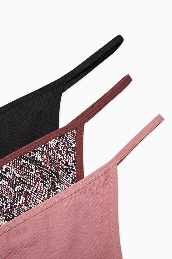 Snake Pamuklu 3lü Çok Renkli String Külot - 9