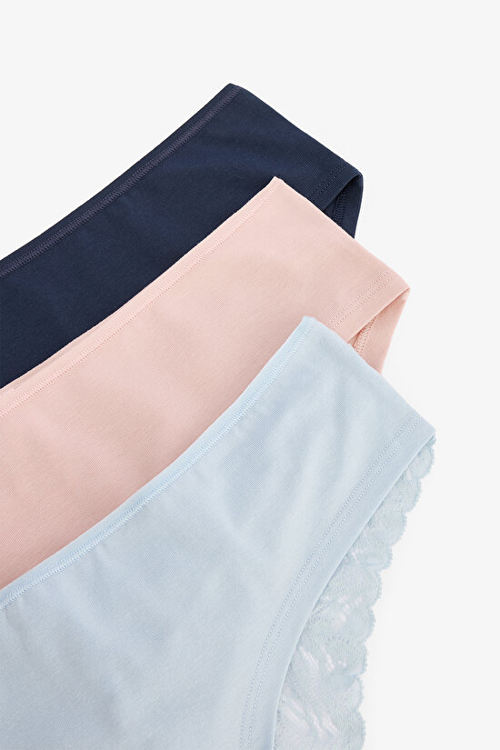 Karışık Renk Skyway Dantel Detaylı Düşük Bel 3'lü Hipster Külot - 5