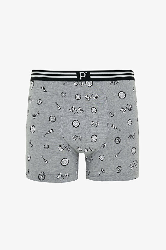 Erkek Race Geometrik Desenli Organik Normal Bel 3'lü Boxer Erkek Race Geometrik Desenli Organik Normal Bel 3'lü Boxer - 3