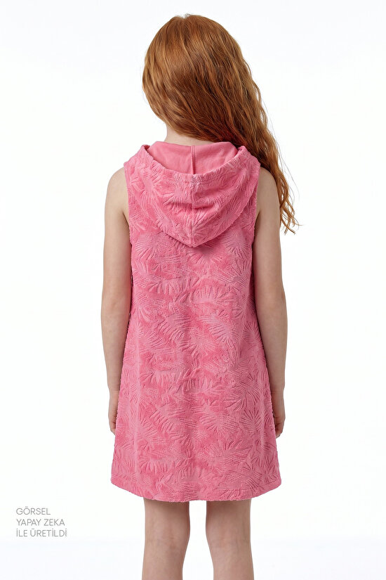 Multicolor Girls Textured Pinky Towel Kaftan - 3