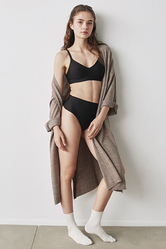 Black Seamless Non-Trace Low Waist Thong - 3