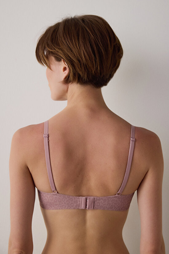 Kirli Pembe Tatto Effect Dikişsiz Balensiz Fitilli Üçgen Sütyen - 4