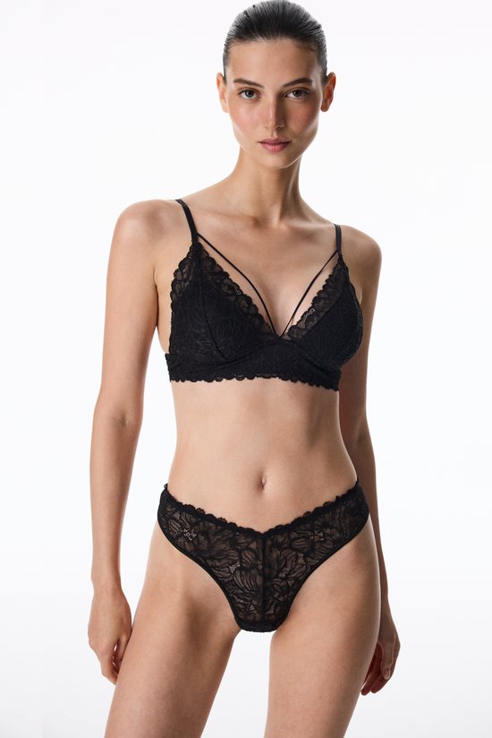 Black Luna Push Up Lace Bra - 1