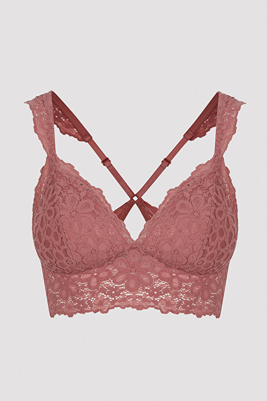 Sole Back Lace Bralette Red - 4