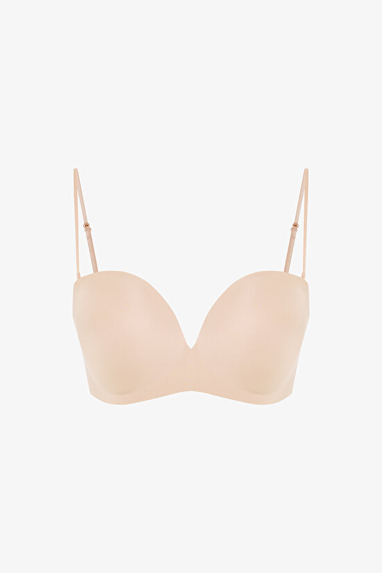 Push Up Wireless Straplez Bej Sütyen - 7