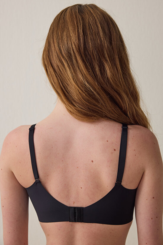 Black Easy Open Front Opening Non-wired Triangle Bra - 8