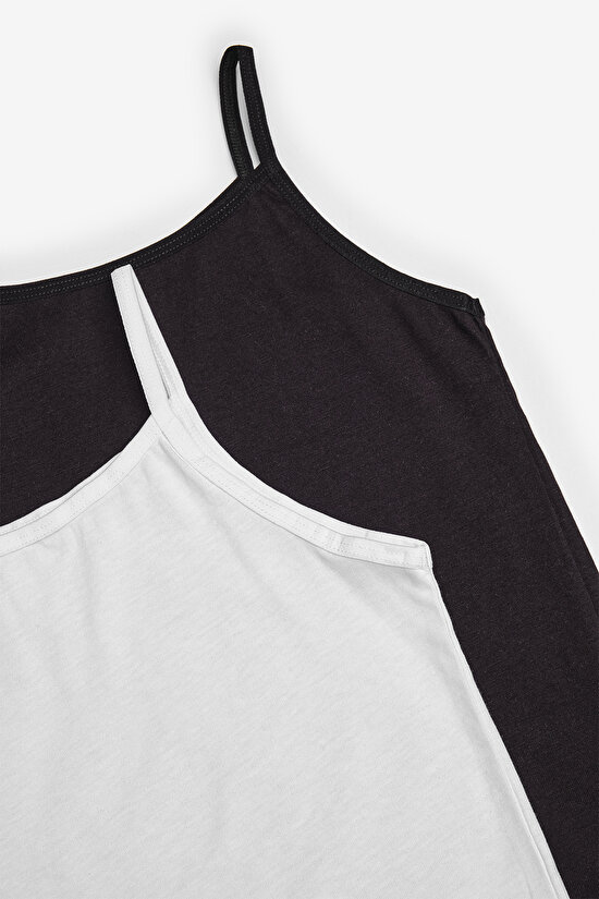 Kız Çocuk Basic Pamuklu 2li Çok Renkli Cami Atlet - 4