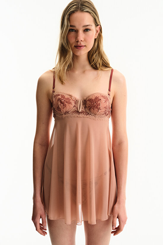 Bej V Balenli Babydoll - 5
