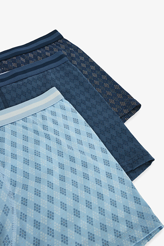 Erkek Ekose Desenli 3'lü Boxer - 5