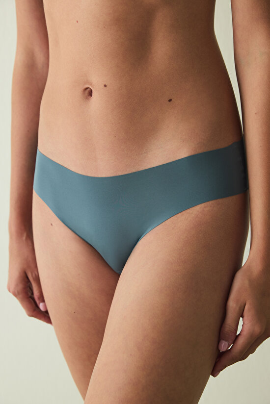 Koyu Gri İz Yapmayan Lazer Kesim Normal Bel Brazilian Külot - 1