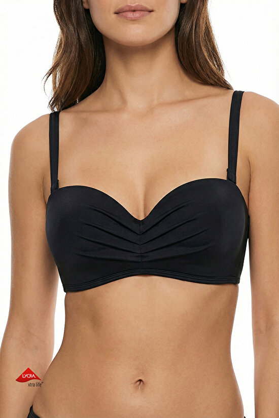 Siyah Lotus Straplez Bikini Üstü - 1