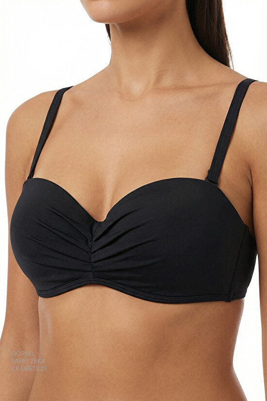 Siyah Lotus Straplez Bikini Üstü - 3