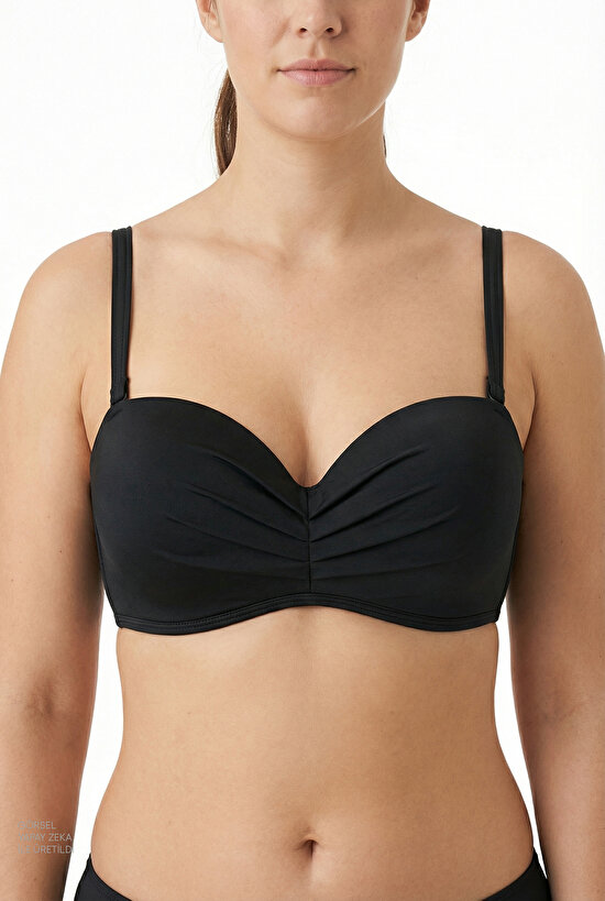 Siyah Lotus Straplez Bikini Üstü - 4