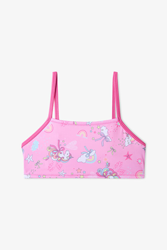 Renkli Kız Çocuk Uniribbon Halter Bikini Takımı - 2