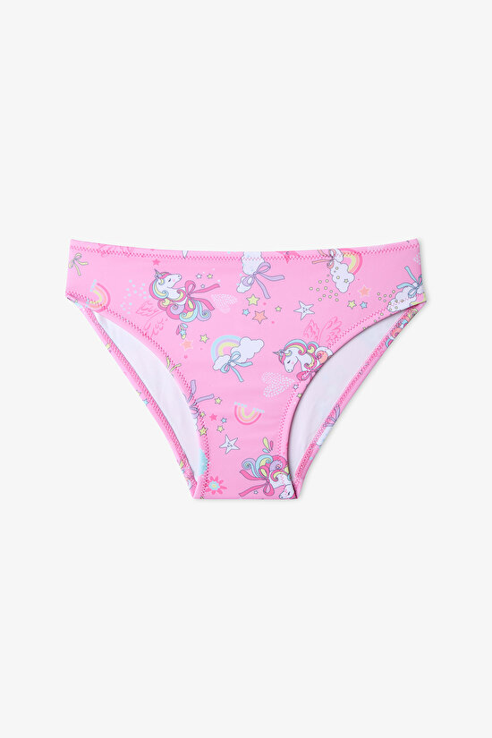 Renkli Kız Çocuk Uniribbon Halter Bikini Takımı - 3