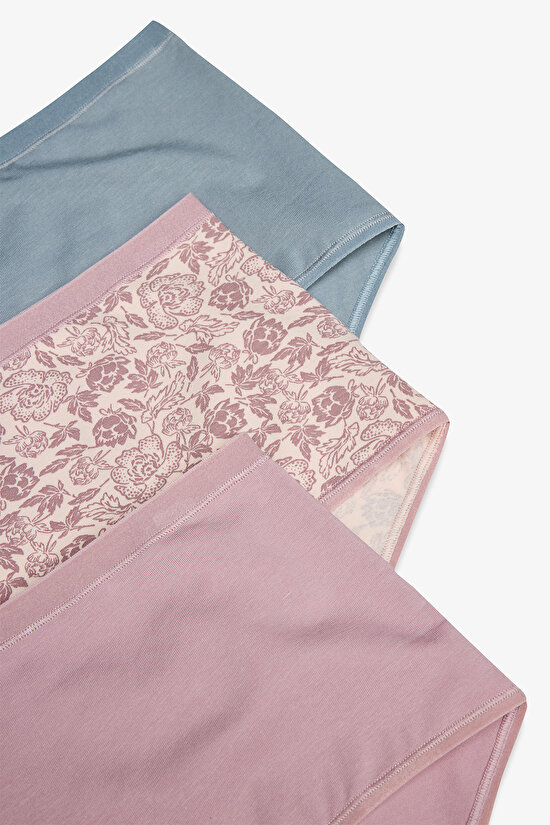 Rose Ceremony Çiçek Desenli Yüksek Bel 3'lü Slip Külot - 5