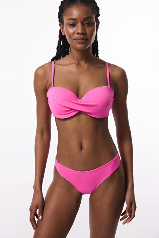 Pembe Straplez Cup Toparlayıcı Balenli Straplez Bikini Üstü - 4